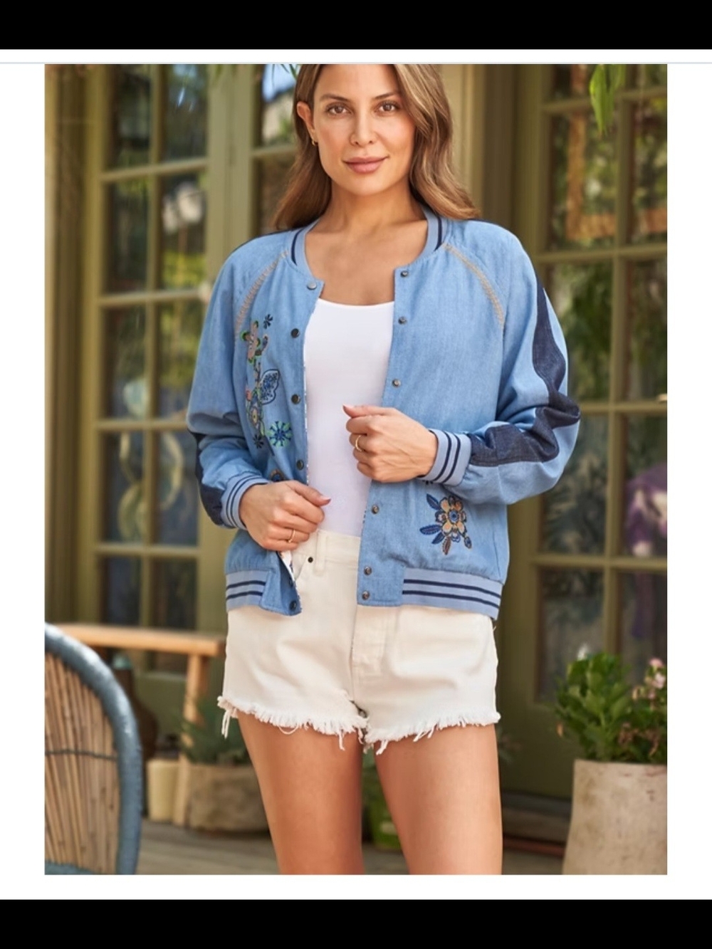 Reversible  Embroidered Bomber Jacket by Paparazzi By Biz -Size S